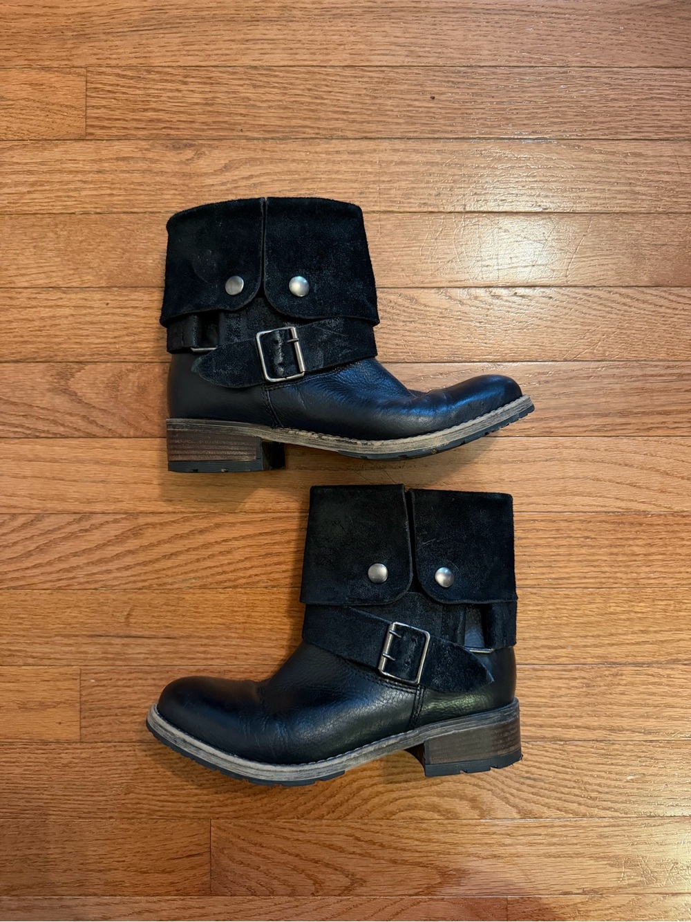 Clarks Volara Sky Black Suede Moto Ankle Boots